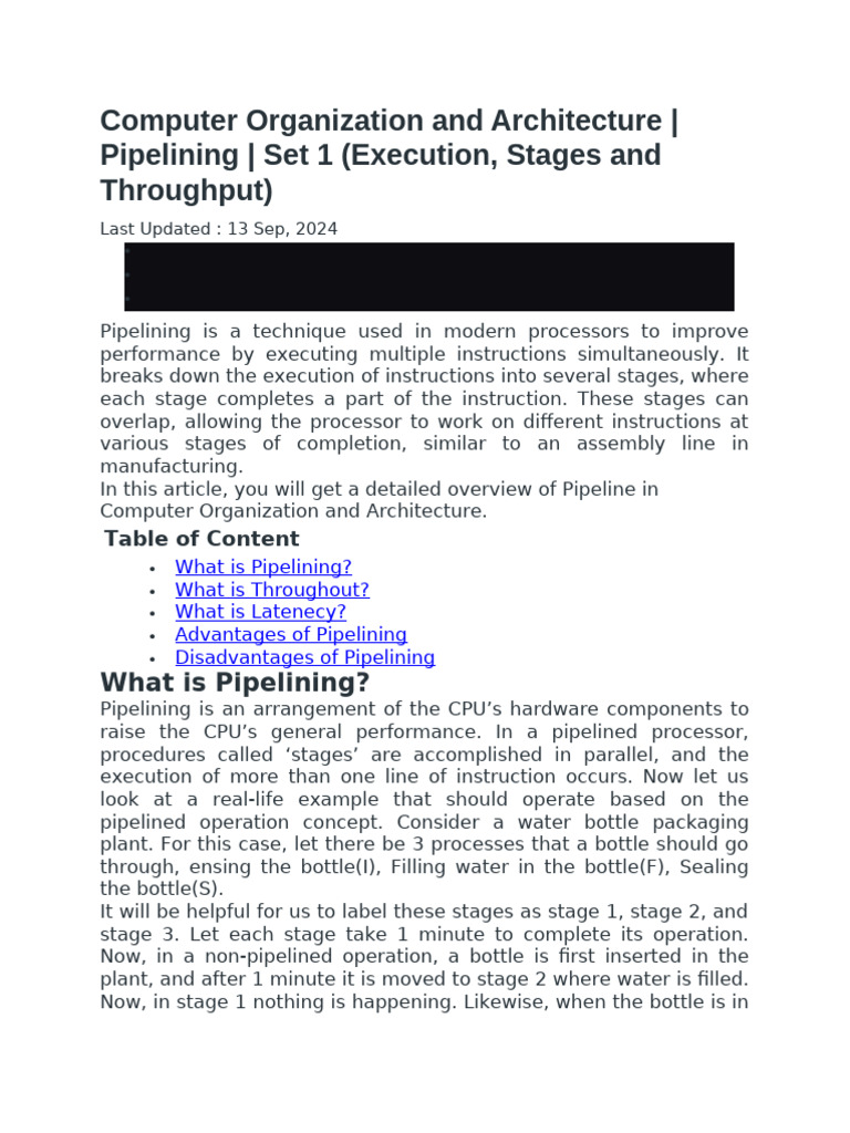 Computer Organization and Architecture Pipelining Set Execution, Stages ...