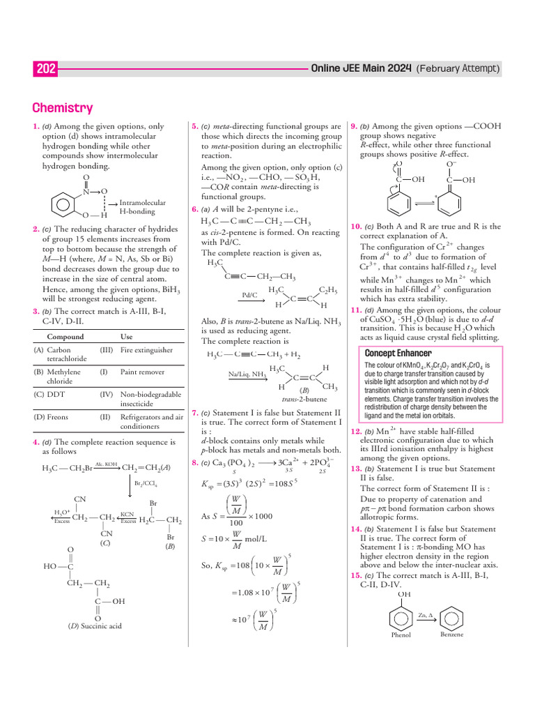 1 Feb Shift II Chemistry07202024030445 | PDF | Amine | Chemical Reactions