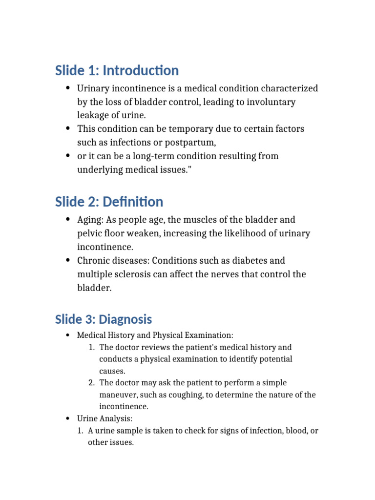 Understanding Urinary Incontinence | PDF | Urinary Incontinence | Urination