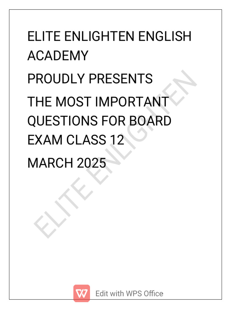 Most Expected Questions XII | PDF | Word | English Language