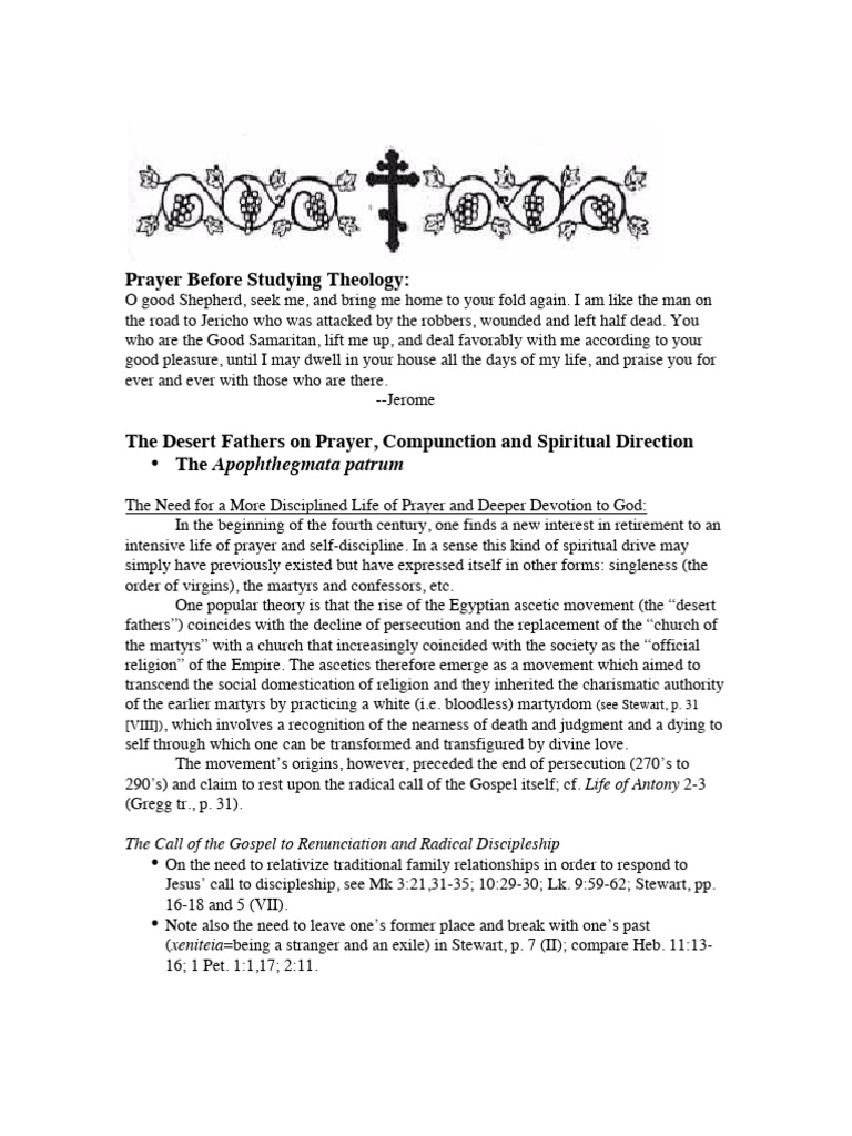 The Desert Fathers On Prayer Compunction and Spiritual Direction | PDF ...