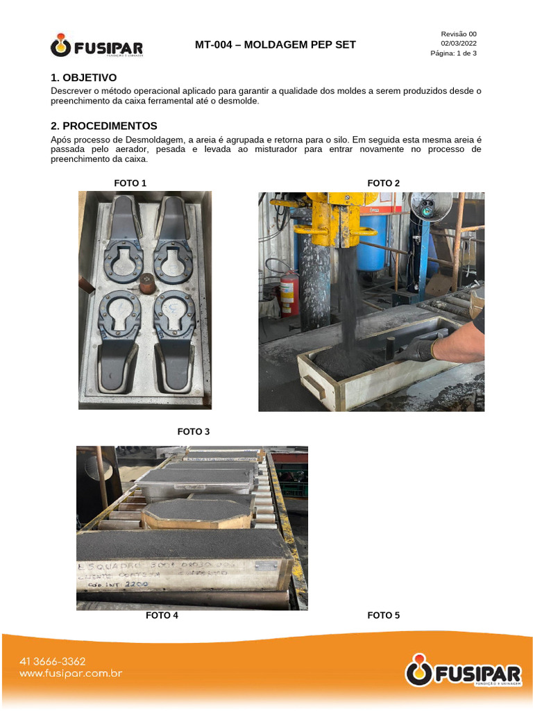 Moldagem Pep Set: Processo e Desmoldagem | PDF
