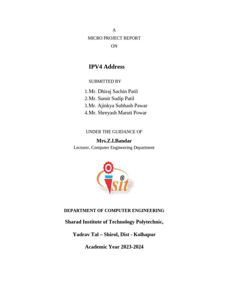 IPV4 Address Micro Project Report | PDF | Internet Protocols | Ip Address