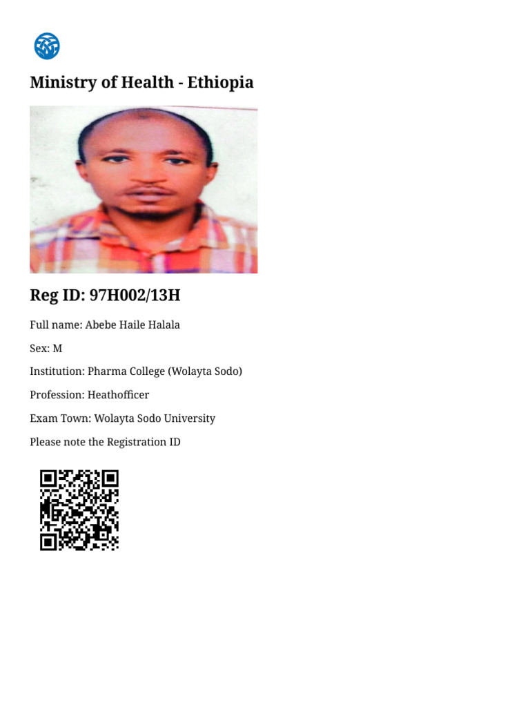 Wolayta Health Officer Registration | PDF