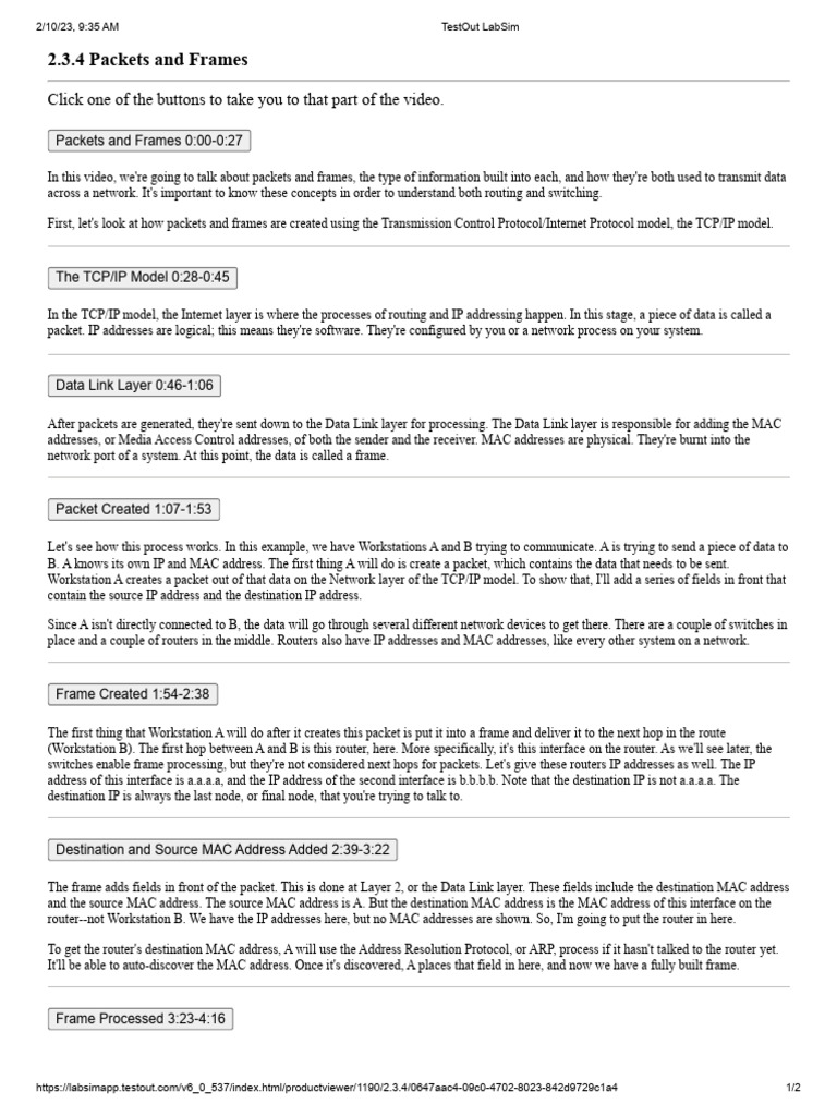 2.3.4 Packets and Frames | PDF | Internet Protocols | Router (Computing)