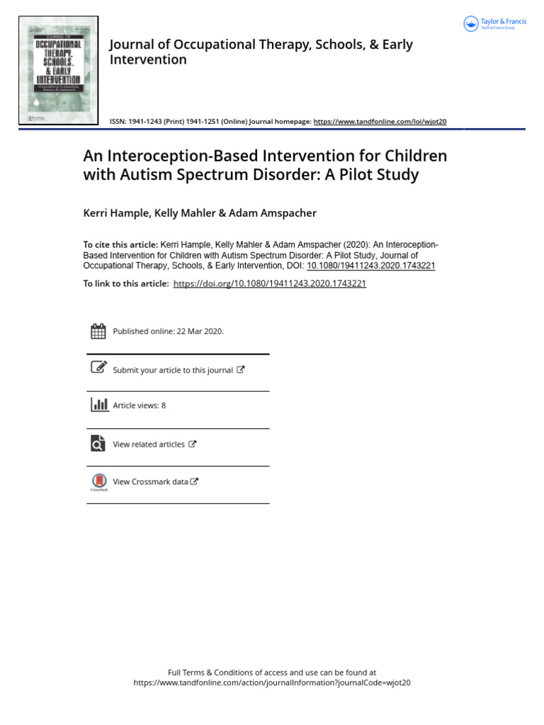 Interoception Intervention for ASD Children | PDF | Autism | Emotional ...