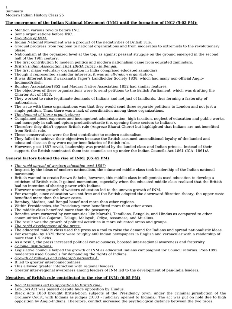 Modern Indian History Class 25 - 271222 | PDF | British Raj | Taxes