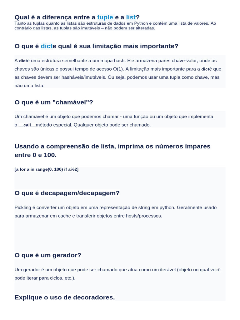 Diferenças entre Tuples e Lists em Python | PDF | Python (linguagem de ...