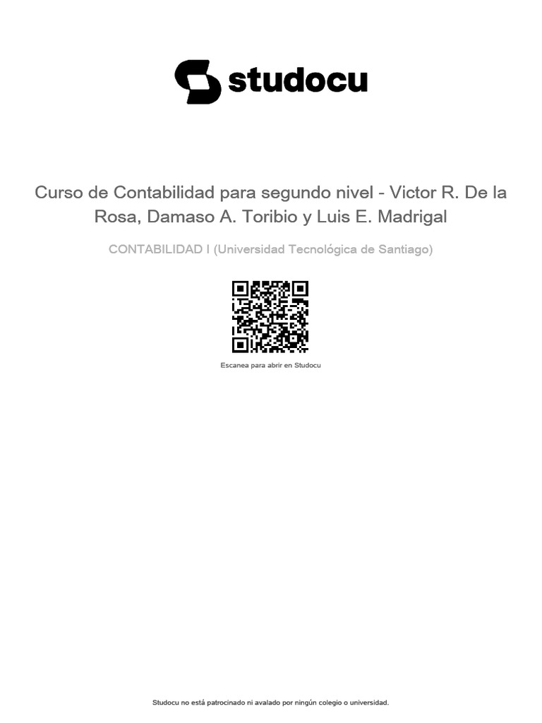 Curso de Contabilidad para Segundo Nivel Victor R de La Rosa Damaso A ...