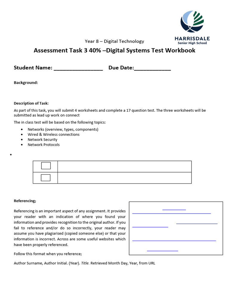 Year 8 Digital Systems Test Workbook | PDF | Computer Network | Wi Fi