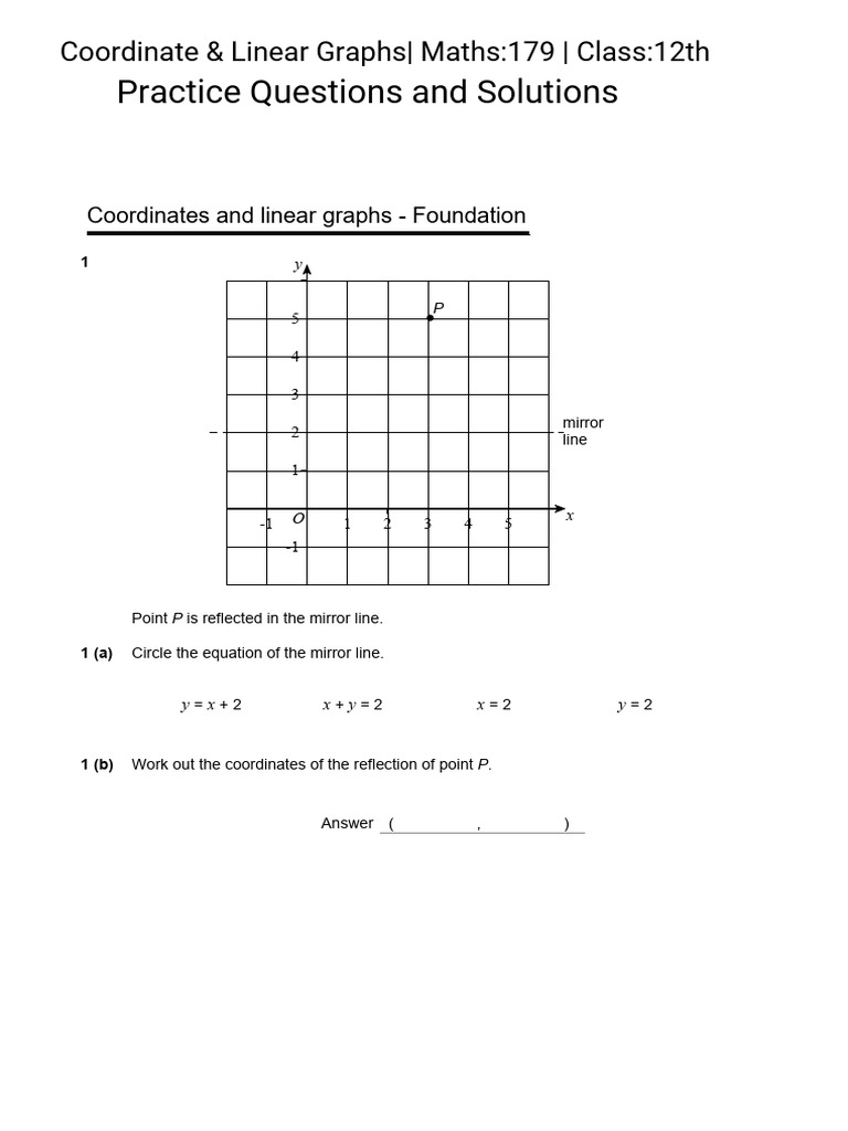 Coordinate Graphs Test Questions | PDF | Euclidean Plane Geometry ...