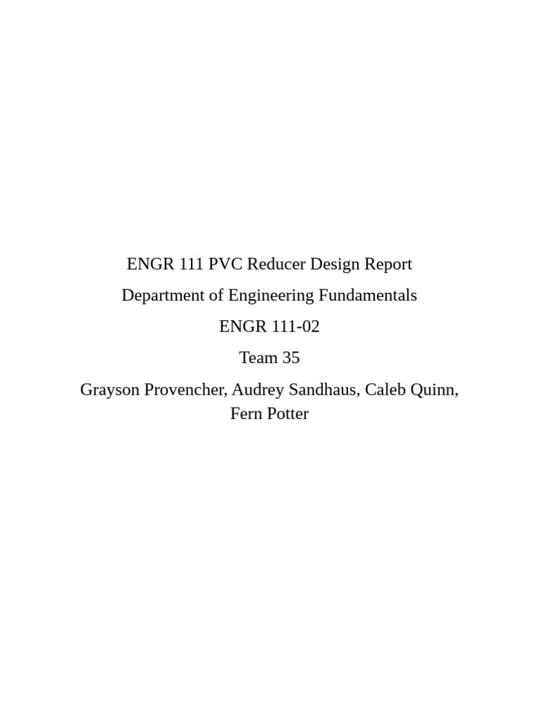 PVC Reducer Report | PDF | Flow Measurement | Water