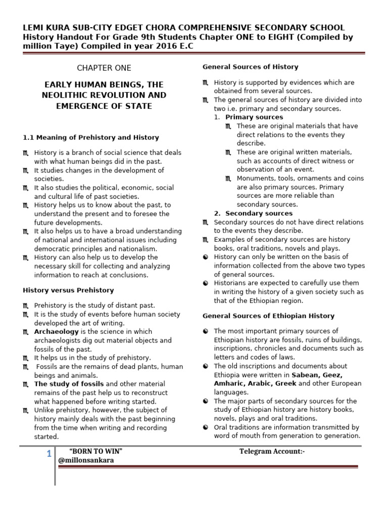 History Handout Old Curriculum Grade 9 Chapter 1 | PDF | Homo
