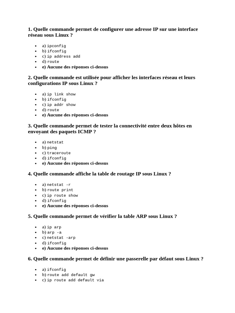 Commandes réseau essentielles sous Linux | PDF | Adresse IP ...