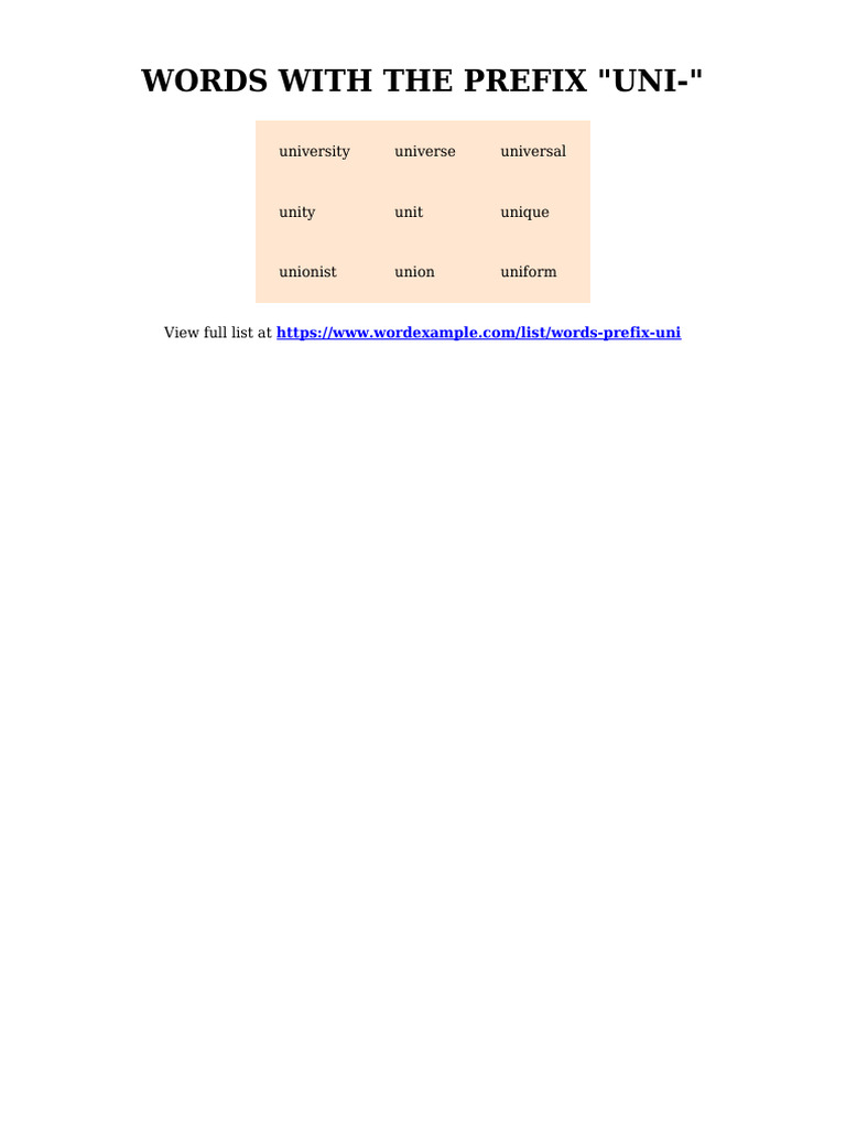 Words Starting with the Prefix 
