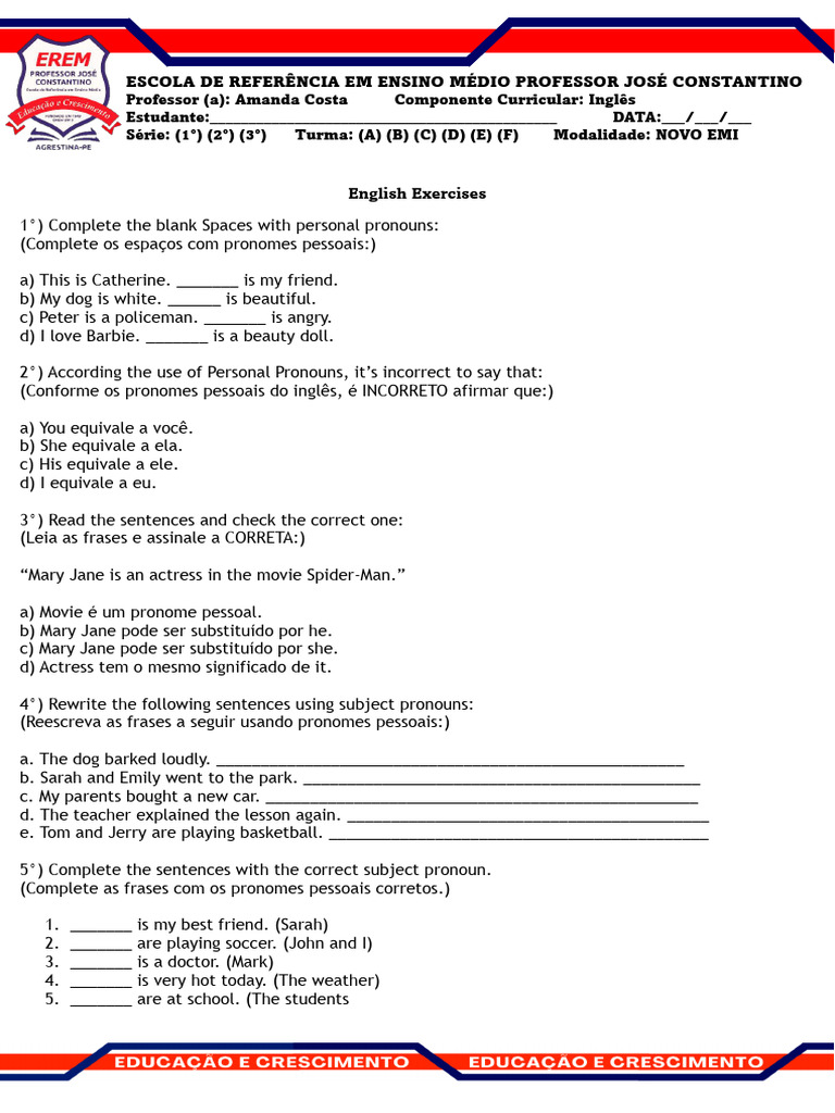 Personal Pronouns - 1A, B, C, D | PDF | Syntax | Grammatical Number