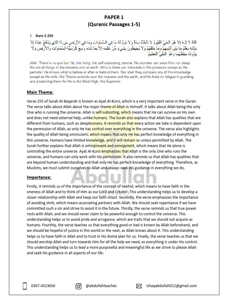 ISL Paper 1 - Complete - 240320 - 220545 | PDF | God In Islam ...