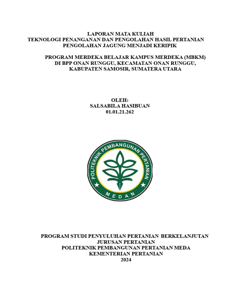 LAPORAN PPHP (KERUPUK JAGUNG)_MBKM_SALSABILA_Fix | PDF