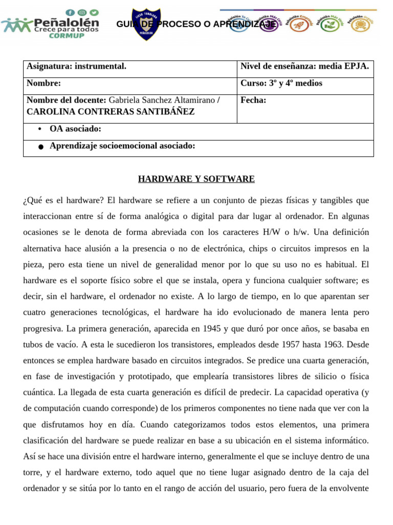 Guía de Hardware y Software para Estudiantes | PDF | Hardware de la ...