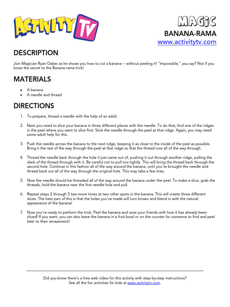How to Perform the Banana-Rama Trick | PDF