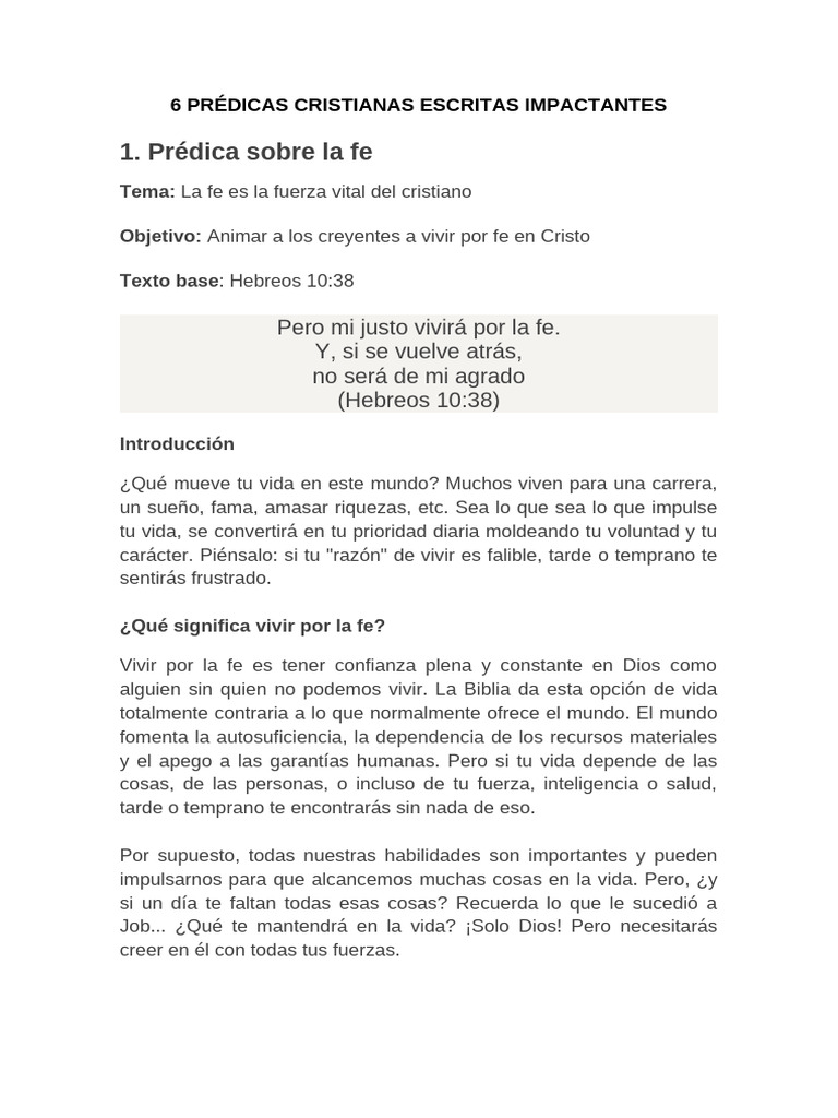 6 Prédicas Cristianas Escritas Impactantes | PDF | Oración | Amor