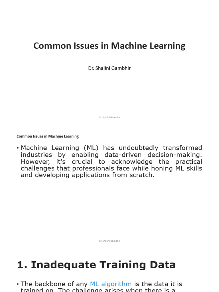 Common Issues in Machine Learning | PDF | Machine Learning | Learning