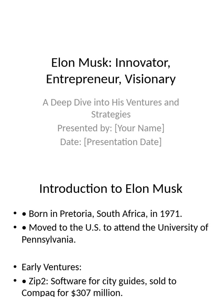 Elon Musk: Ventures and Strategies Overview | PDF | Elon Musk | Space X