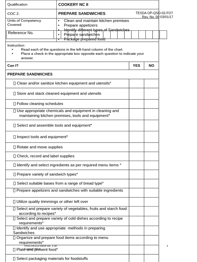 Sag Cookery NC II | PDF