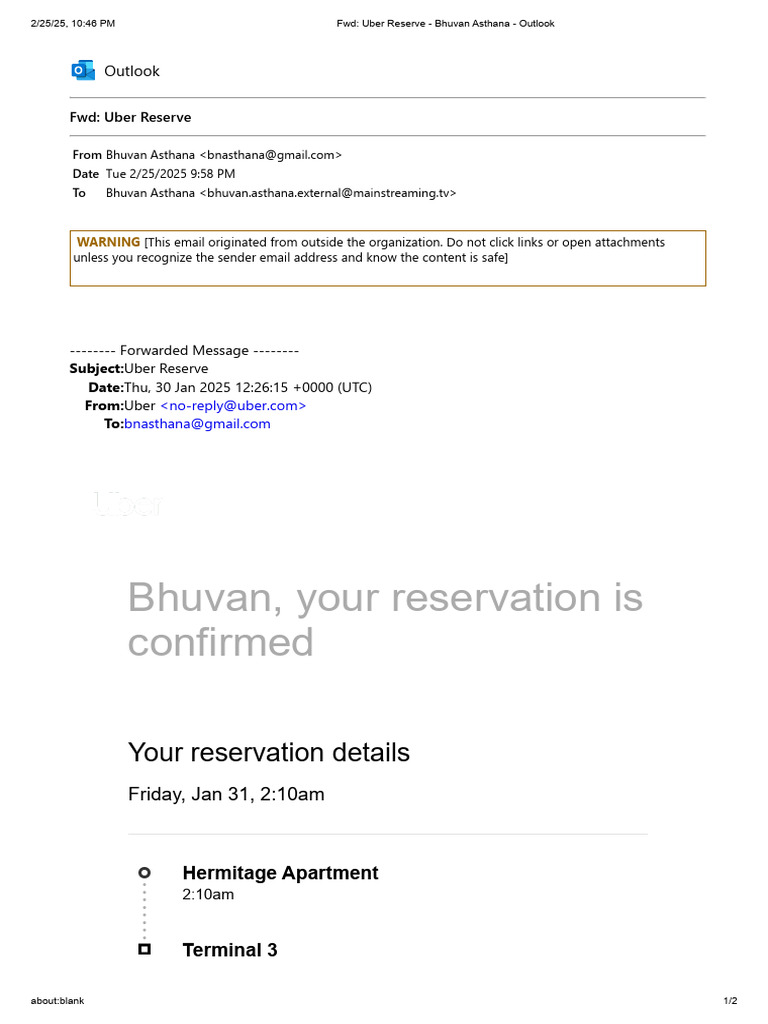 Uber Reserve Confirmation for MENA | PDF