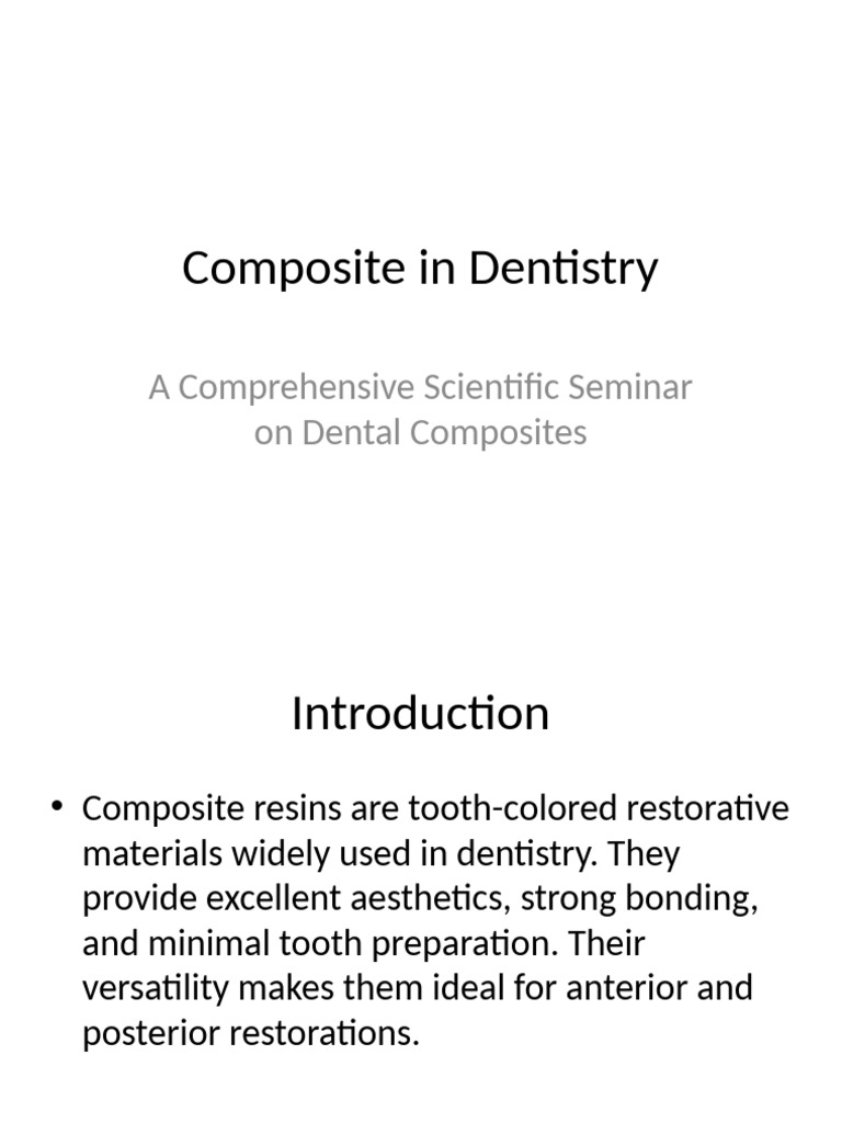 Final Composite in Dentistry | PDF | Dental Composite | Materials