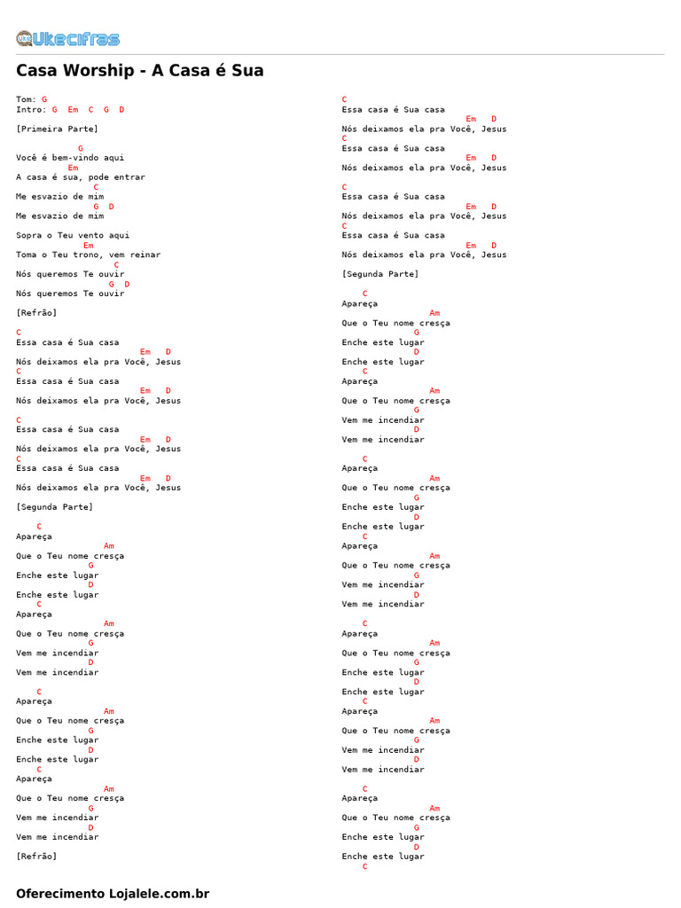 Letra da Música "A Casa é Sua" | PDF | Gravação de som | Música gravada