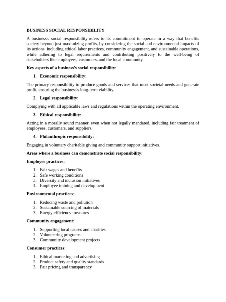 Business Social Responsibility | PDF | Corporate Social Responsibility ...