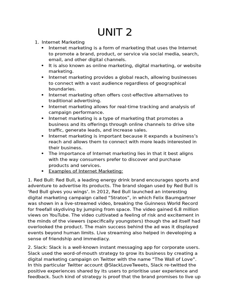 UNIT 2 | PDF | Digital Marketing | Marketing