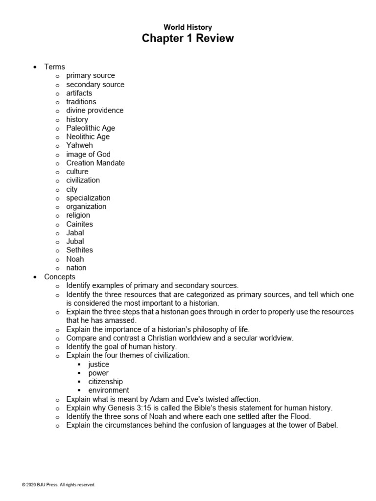 World History Chapter 1 Review Guide | PDF