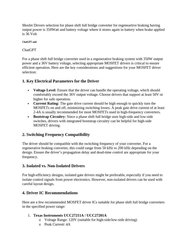 MOSFET Driver Selection for 300V Converter | PDF | Mosfet | Field ...