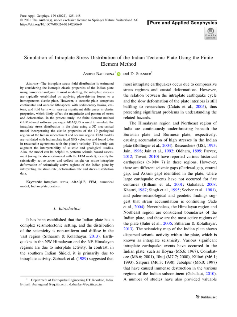 2021 ASHISH Simulation of Intraplate Stress Distribution of The Indian ...