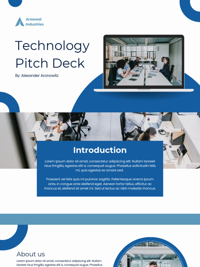 White and Blue Professional Modern Technology Pitch Deck Presentation | PDF