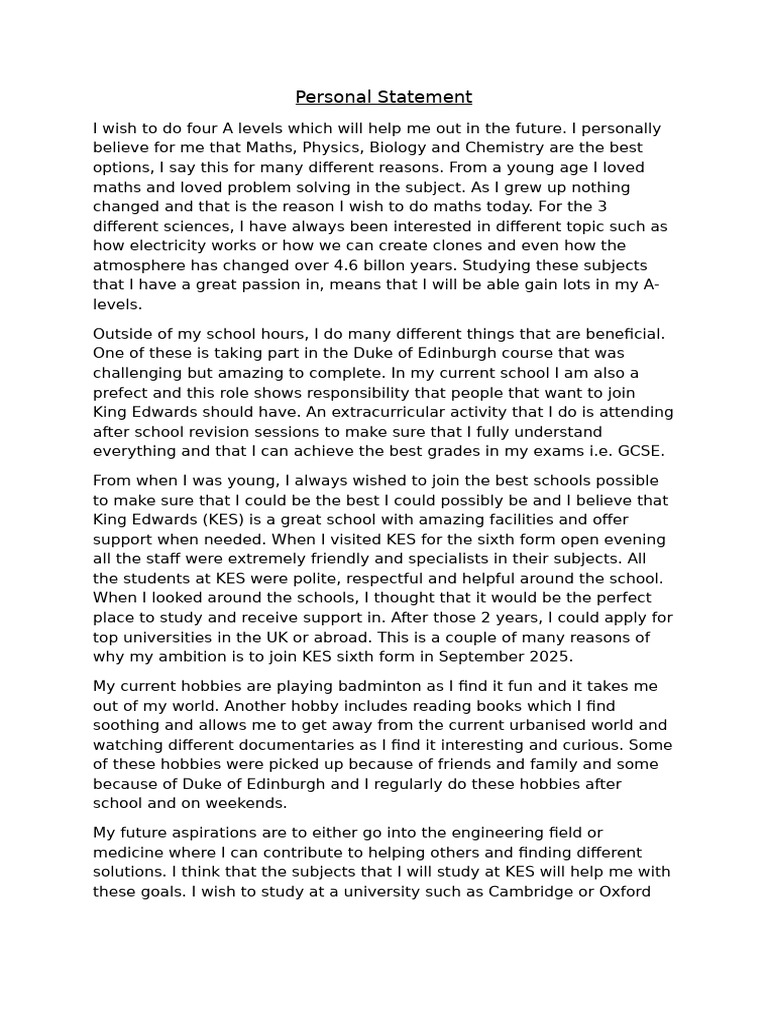 Personal Statement | PDF