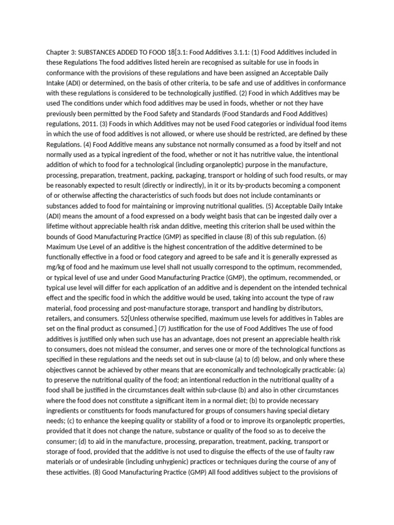 Food Additives Regulations Overview | PDF | Cakes | Drink