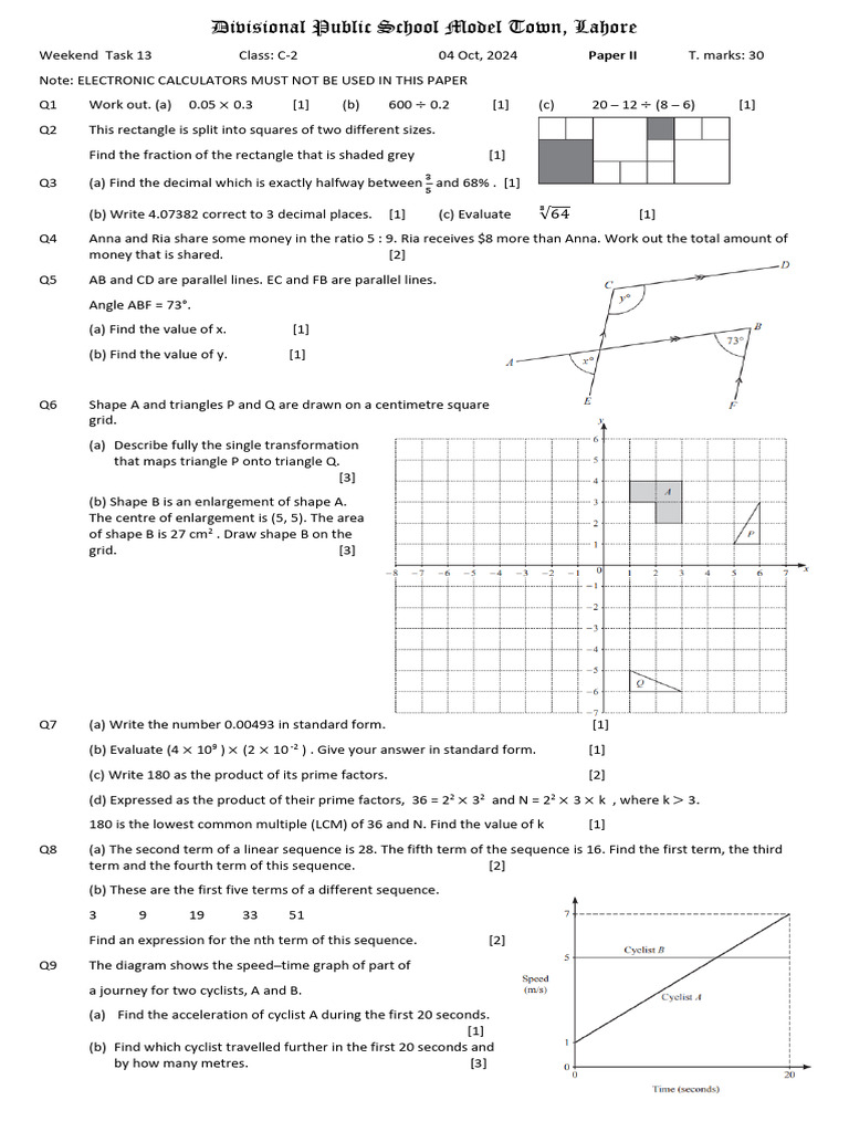 Weekend Task 13 C-2, Oct, 24 | PDF | Arithmetic | Mathematics