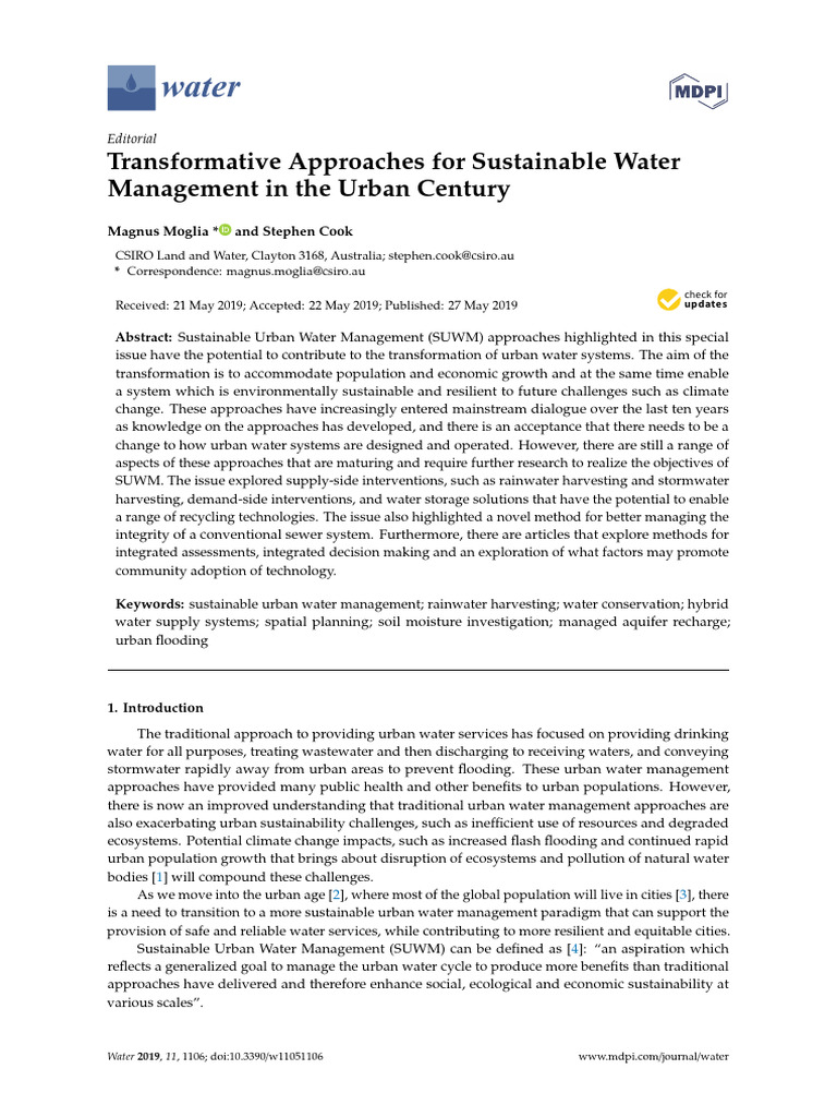 Sustainable Urban Water Management Strategies | PDF | Sustainability ...