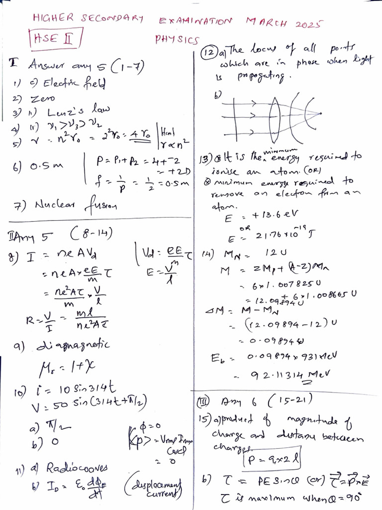 2nd Yr Final2025 Physics Key Pdf