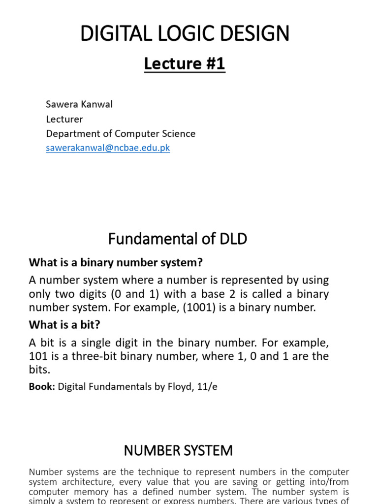 Digital Logic Design 1st Lecture | PDF | Division (Mathematics ...