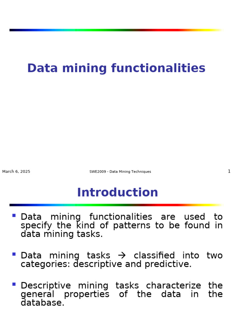 2 Data Mining Functionalities 14-12-2024 | PDF | Data Mining | Cluster ...