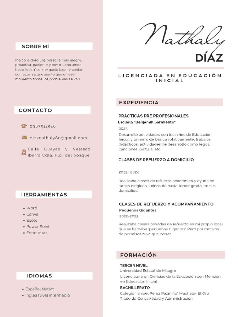 Currículum Vitae CV Diseñadora y Arquitecta Minimalista Rosa - 20250220 ...
