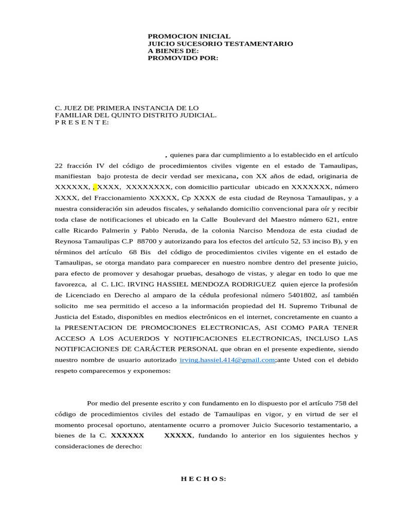 Juicio Sucesorio Testamentario en Tamaulipas | PDF | Gobierno | Ley Pública
