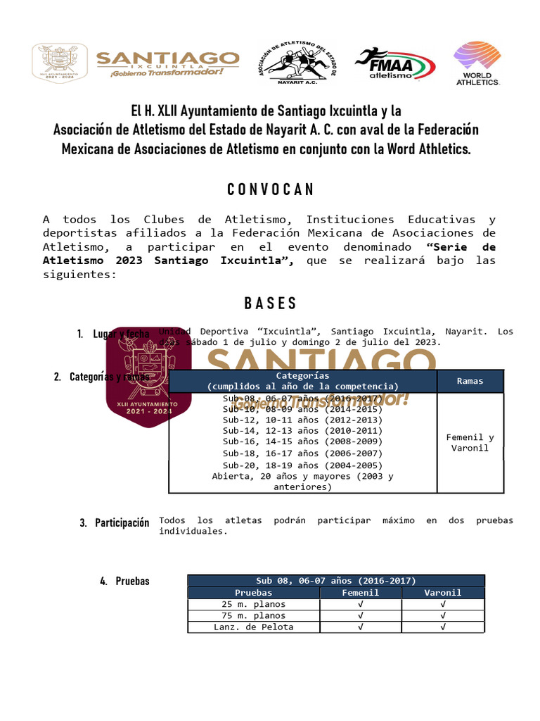 Serie de Atletismo 2023 en Santiago Ixcuintla | PDF | Deporte del ...