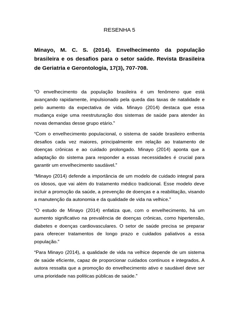 Desafios do Envelhecimento no Brasil | PDF | Envelhecimento | Terceira ...