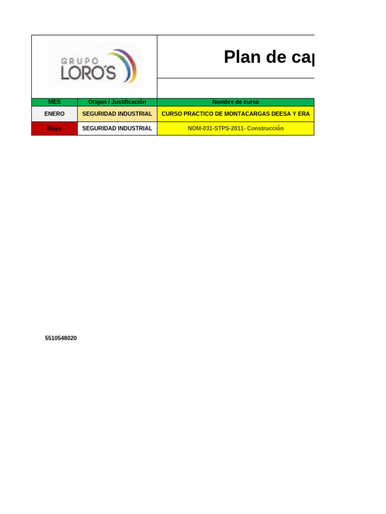 Plan Anual de Capacitación 2025 | PDF | Seguridad y salud ocupacional