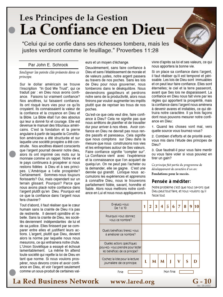 Confiance en Dieu pour prospérer | PDF | Dieu